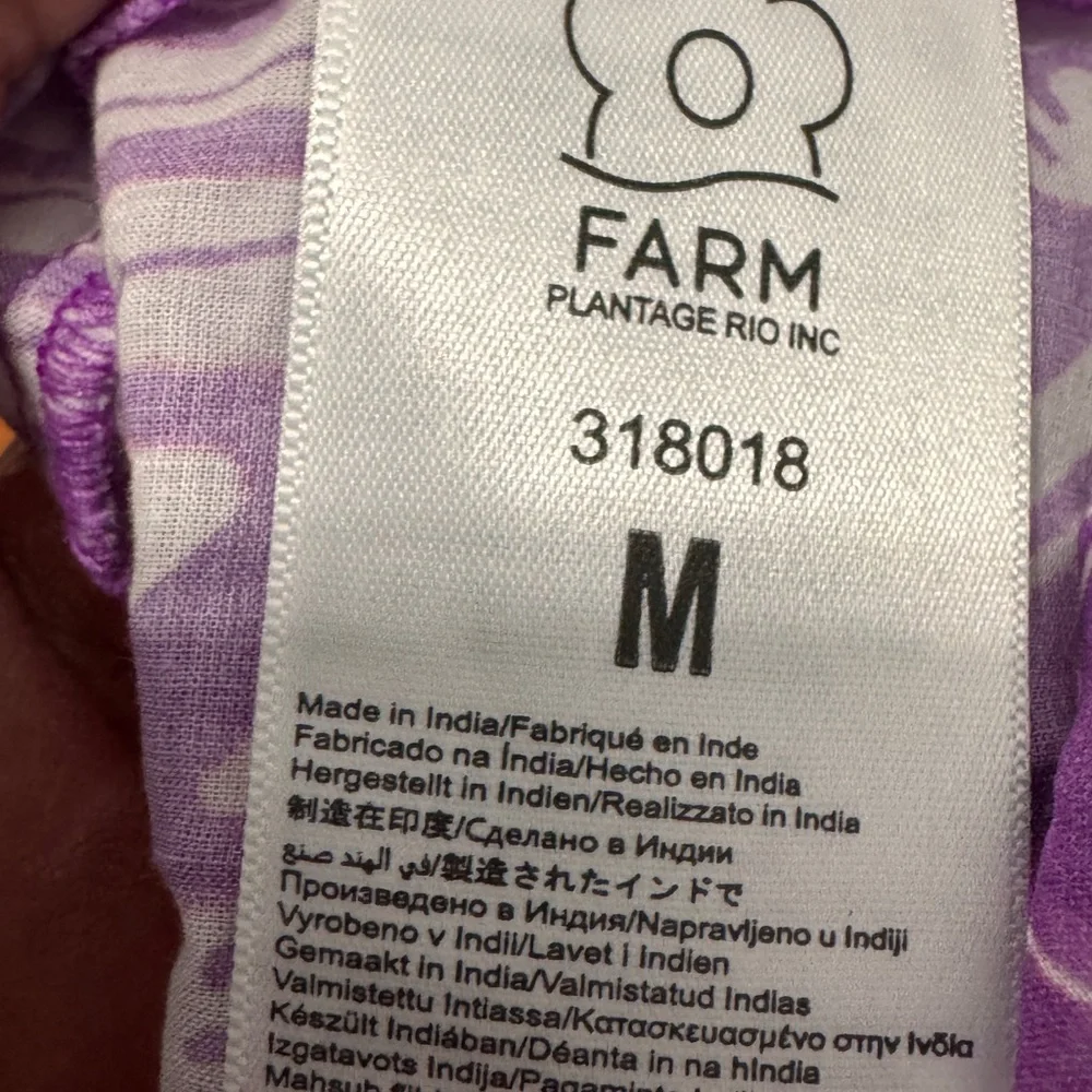 FARM Rio Purple white sweet garden top Tie Front Blouse size medium